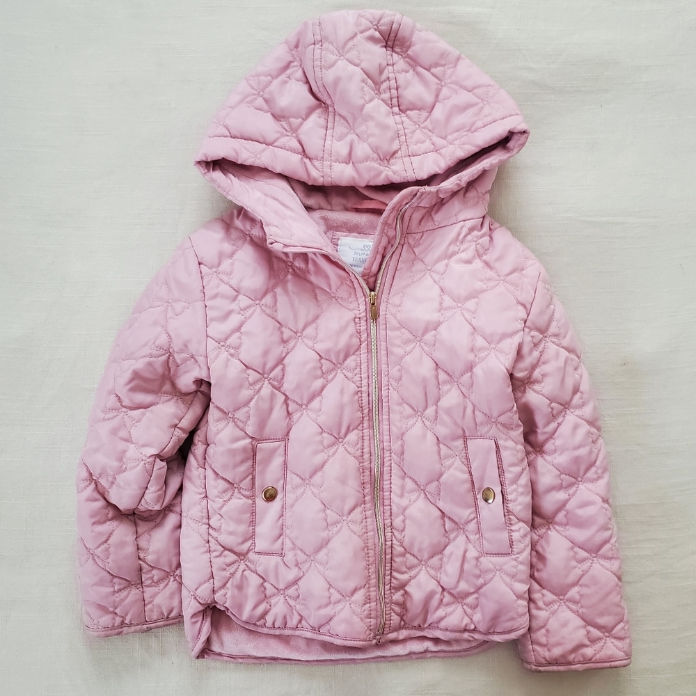 Maya Ray Pink Quilted Bow Hooded Jacket Coat 3t Toddler Girls Winter